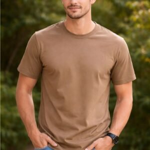 Men’s Premium Quality Branded Solid Brown T-Shirt | Round Neck Cotton T-Shirt