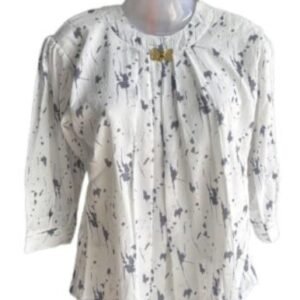 Women’s White Printed Top – Stylish Casual 3/4 Sleeve Blouse ! 3 Colors Available