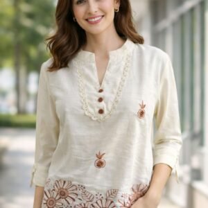 Women’s Embroidered Kurti Top – Elegant Casual Wear (Available in 3 Colors)