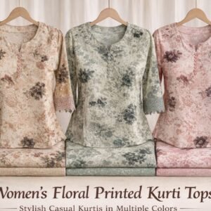 Women’s Floral Printed Kurti Top – Casual Stylish 3/4 Sleeve Designer Kurti (Multi Color Options)