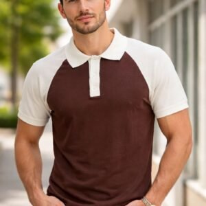 Men’s Brown & White T-Shirt – Premium Casual Half Sleeve Cotton Tee ! 5 Colors available