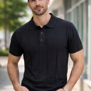 Men’s Black Textured T-Shirt – Premium Ribbed Casual Wear ! 3 Colours available