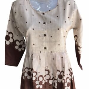 Women’s Beige & Brown Floral Printed Kurti Top – Stylish Casual Wear ! 3 Color Available