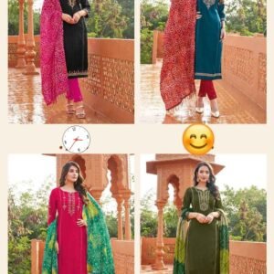 Women’s Designer Kurta Set with Dupatta – Stylish Ethnic Wear (4 Colors Available)