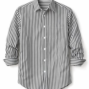 Men’s Black & White Striped Casual Shirt – Slim Fit Stylish Full Sleeve Shirt for Men