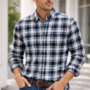 Men’s Stylish Checkered Casual Shirt – Full Sleeve Cotton Plaid Shirt for Men