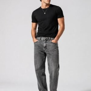 Men’s Grey Washed Denim Jeans – Slim Fit Casual Stylish Stretchable Jeans for Daily Wear