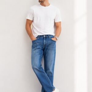 Men’s Classic Blue Denim Jeans – Regular Fit Stylish Casual Wear Pants