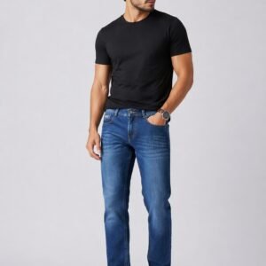 Men’s Blue Slim Fit Denim Jeans – Classic Washed Casual Stretchable Jeans for Men