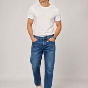 Men’s Straight Fit Blue Denim Jeans – Stylish Casual Stretchable Everyday Wear