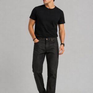 Men’s Black Straight Fit Jeans – Premium Cotton Casual Denim Pants for Daily Wear
