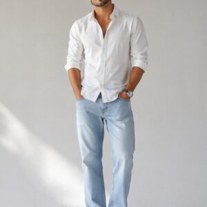 Men’s Light Blue Denim Jeans – Casual Regular Fit Stylish Jeans for Daily Wear