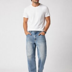 Men’s Light Blue Straight Fit Denim Jeans – Premium Washed Casual Everyday Wear