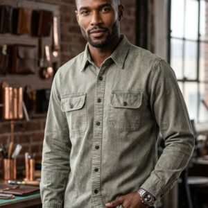 Men’s  Cotton Casual Shirt – Dual Pocket Button-Down Full Sleeve Shirt