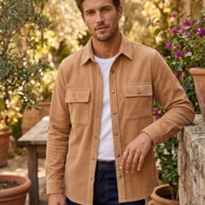 Men’s Corduroy Shirt – Casual Button-Down Full Sleeve Shirt with Dual Pockets