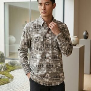 Men’s Abstract Printed Casual Shirt – Full Sleeve Oversized Stylish Streetwear Shirt