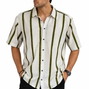 Men’s Premium Textured Short Sleeve Shirt – Casual Stylish Button-Down Shirt for Men
