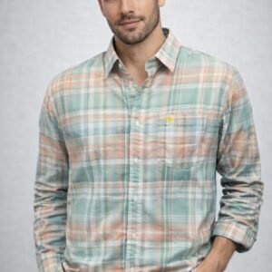 Men’s Pastel Checkered Casual Shirt – Stylish Multi Color Plaid Full Sleeve Shirt