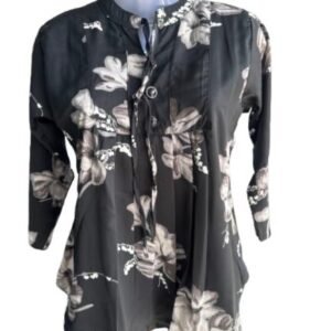 Women’s Floral Printed Top – Black, White & Dark Green Stylish Casual Wear