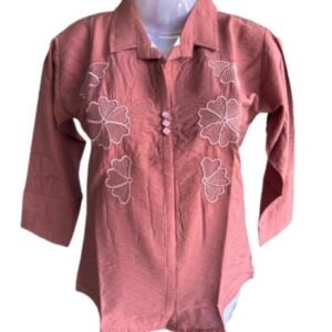 Women’s Embroidered Shirt Top – Stylish Casual Wear (Pink, golden, yellow and brown)