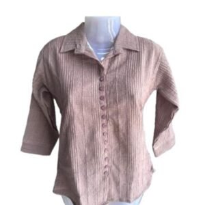 Women’s Textured Button-Down Top – Stylish Casual Shirt (Pink, Blue, Green & Brown)
